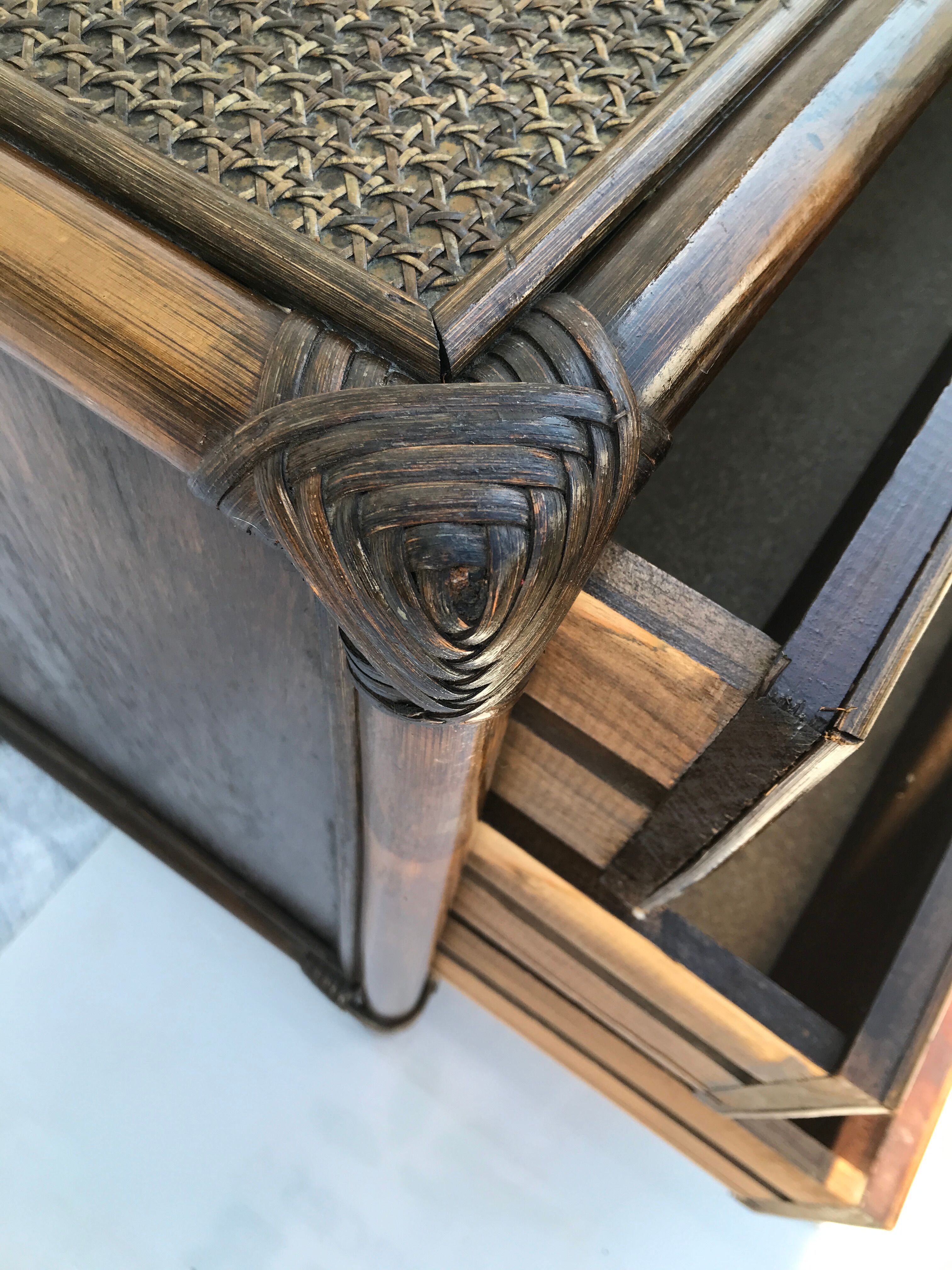 Rattan chest of drawers and canning 60s-70s