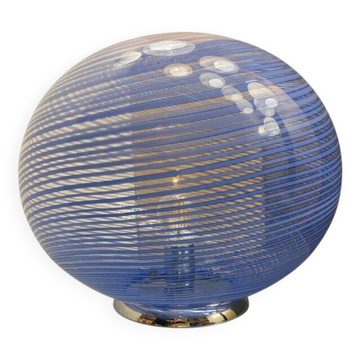 Contemporary Murano Style Blue Swirling Murano Glass Table Lamp