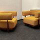 Set of Lounge Chairs with Tapered Legs in Mustard Bouclé Wood, 2000s