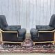 Pair of leather and beech armchairs from the 1970s.