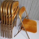 Ensemble de 6 chaises de conférence Souvignet, vintage, en velours safran