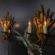 Pair of Hollywood Regency Style Gilt Metal Wheat Sheaf Wall Sconces, 1970s