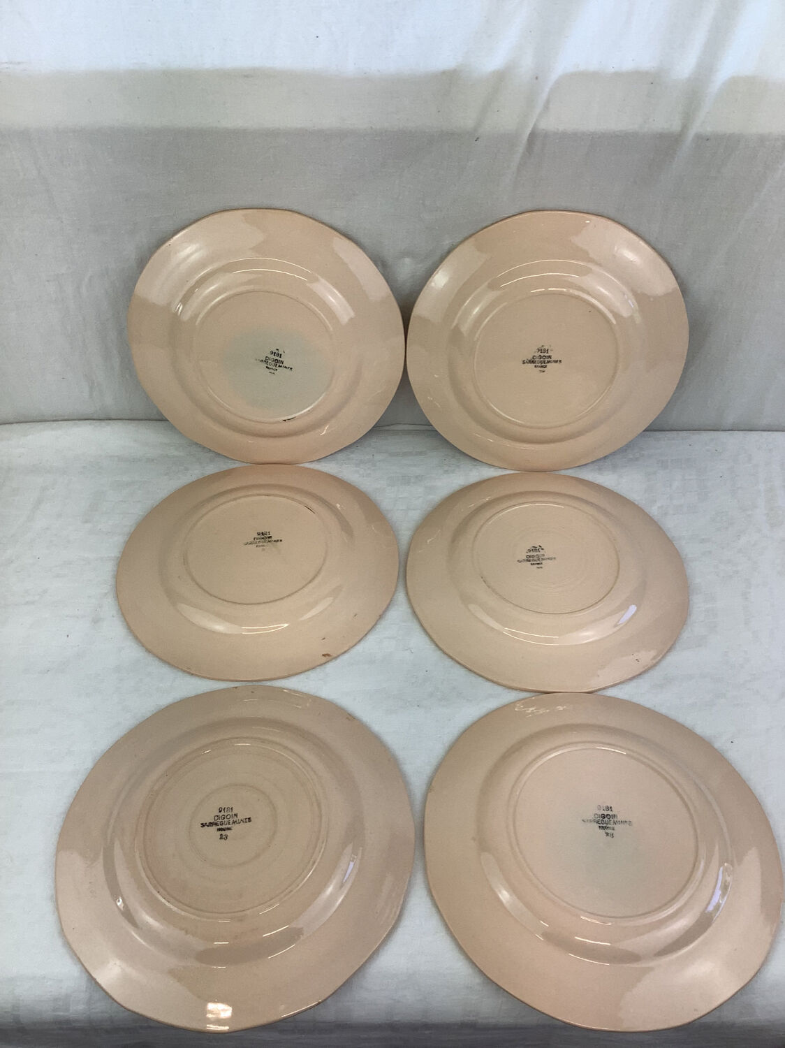6 old flat plates made in france digoin sarreguemines