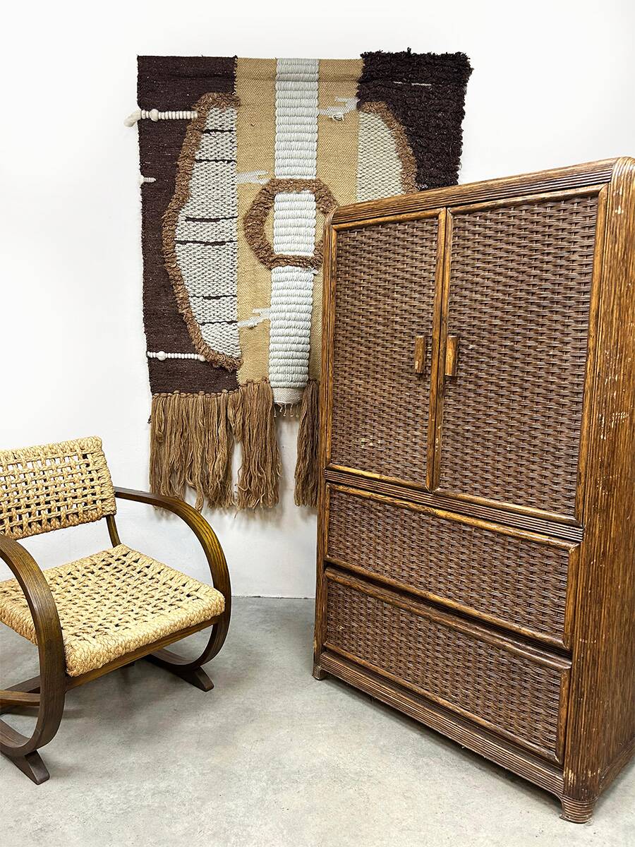 Vintage rattan bamboo cabinet 'Bohemian nature'