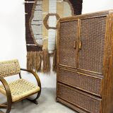 Vintage rattan bamboo cabinet 'Bohemian nature'