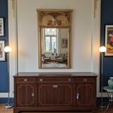 Art Deco gilded trumeau, bevelled mirror