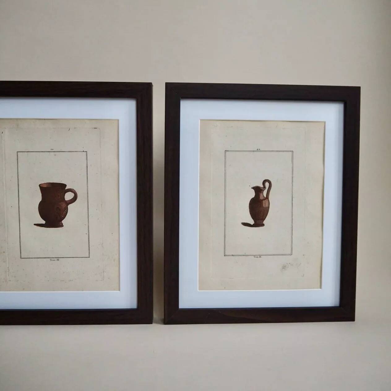 Triptyque de gravures poteries antiques anciennes