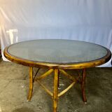 Dining table 1960 cannage and glass