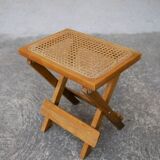 Wooden stool and folding caning