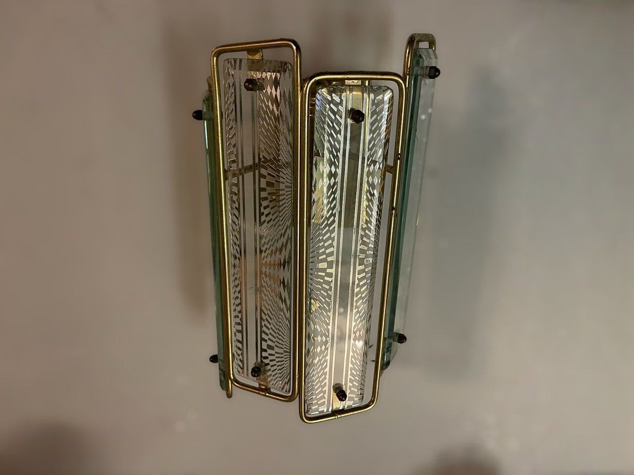 Italian brass glass sconces, 1970