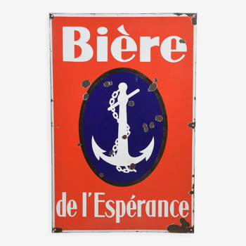 Enamelled advertising plaque Bière de l'Espérance
