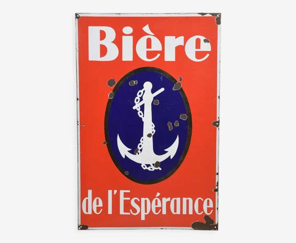 Plaque publicitaire émaillée Bière de l’Espérance