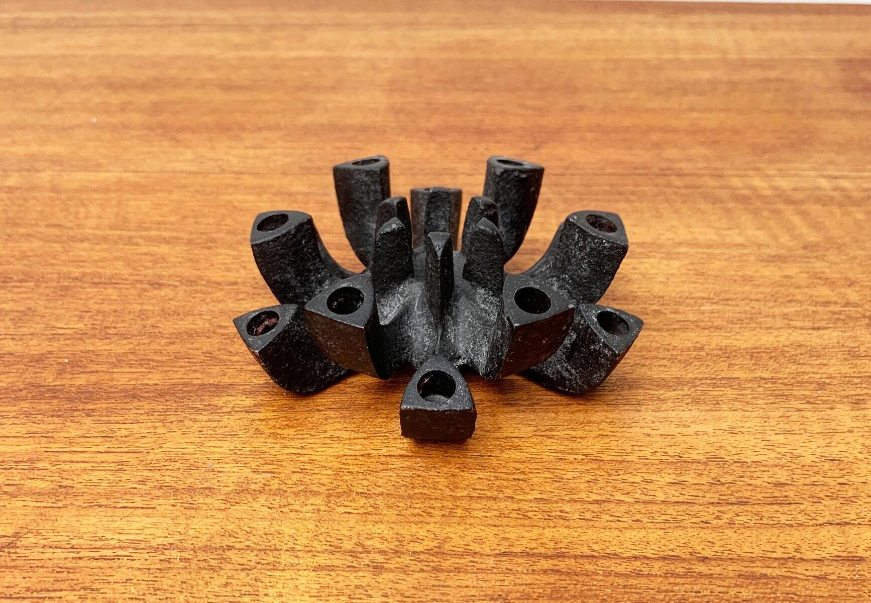 Brutalist cast iron candlestick from mid-century Japan by Jens H. Quistgaard, 1960s.