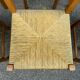 Set of 6 brutalist style chairs in solid pine and woven straw from the 1970s.