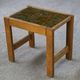 Occasional table in solid oak with a fabric top in the style of Guillerme and Chambron from the 1960s.