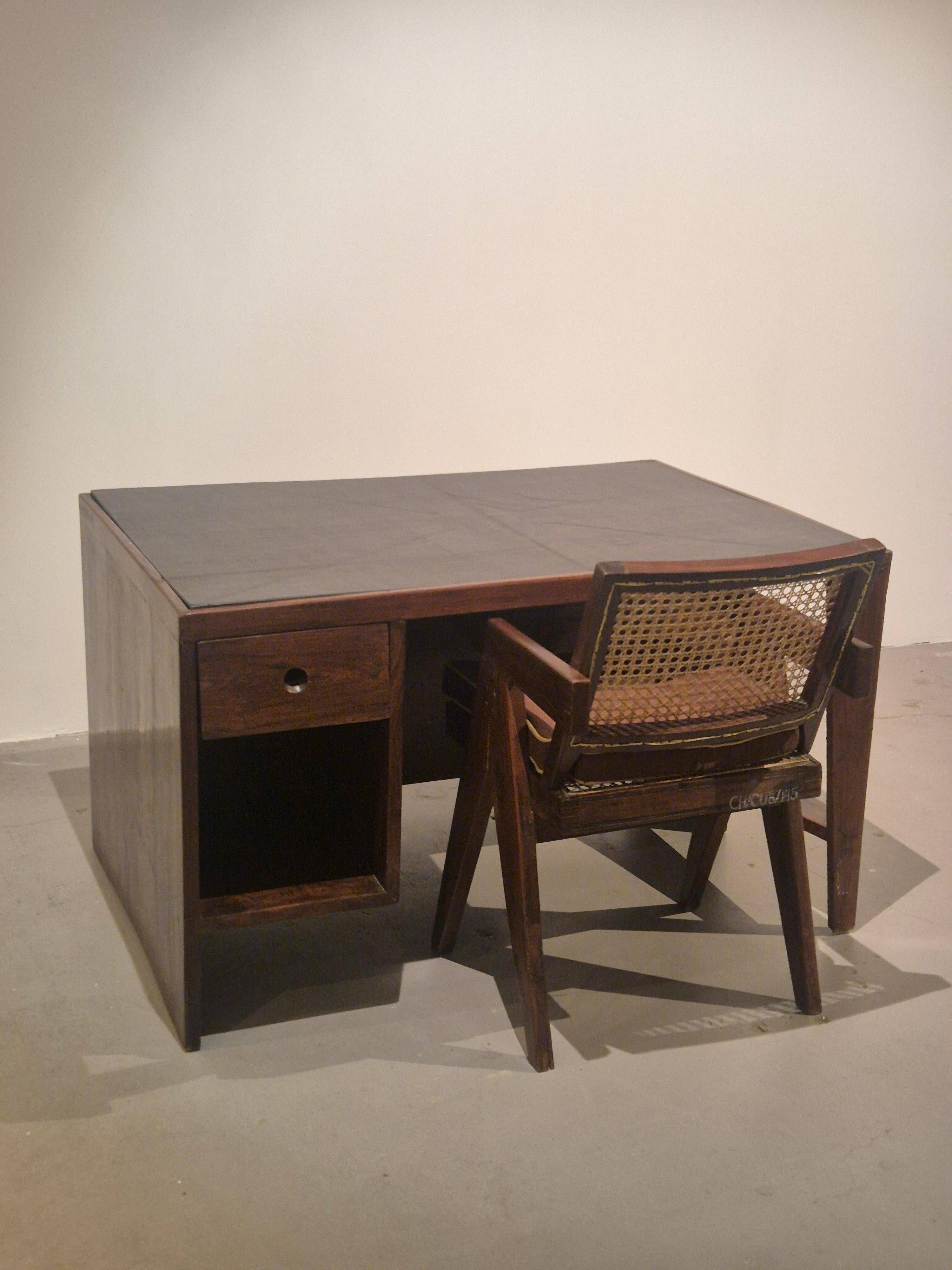Pierre Jeanneret, original SI-28-B armchair in teak and caning, Mid-Century Modern