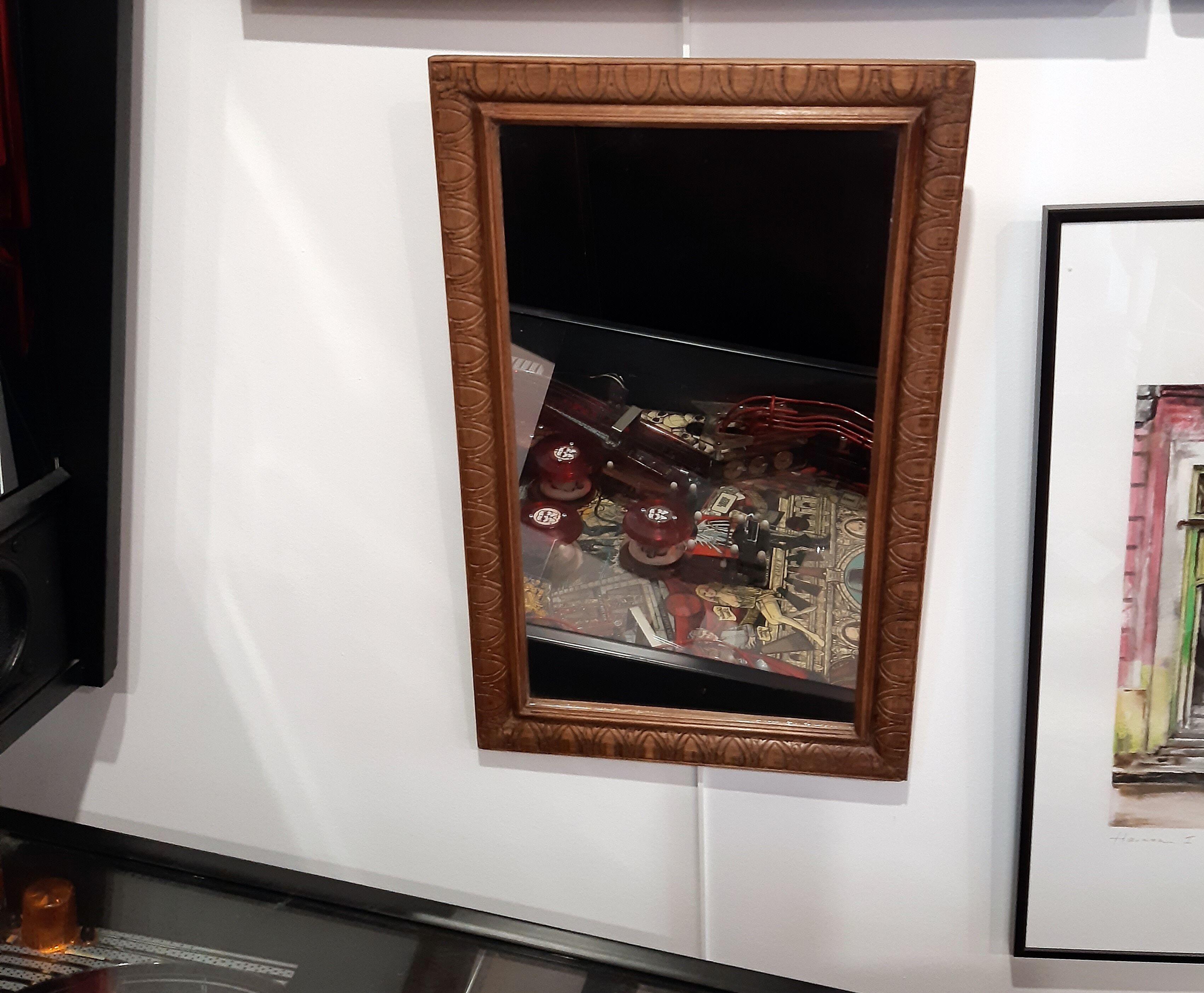 Long rectangular natural wood mirror 30x47cm