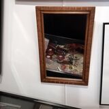 Long rectangular natural wood mirror 30x47cm