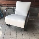 Art Deco armchair H 269 in wood and cream velvet, design by Jindřich Halabala (1930)