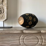 Wooden vase with flower pattern