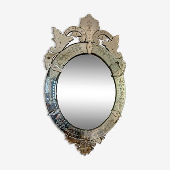 Bevelled venetian mirror, pediment, high 114 cm