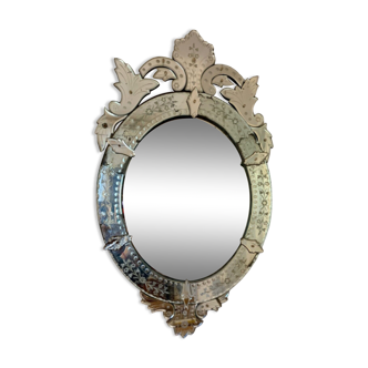 Bevelled venetian mirror, pediment, high 114 cm