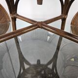 Set with table and four chairs in wicker and bamboo by Vivai Del Sud, 1970