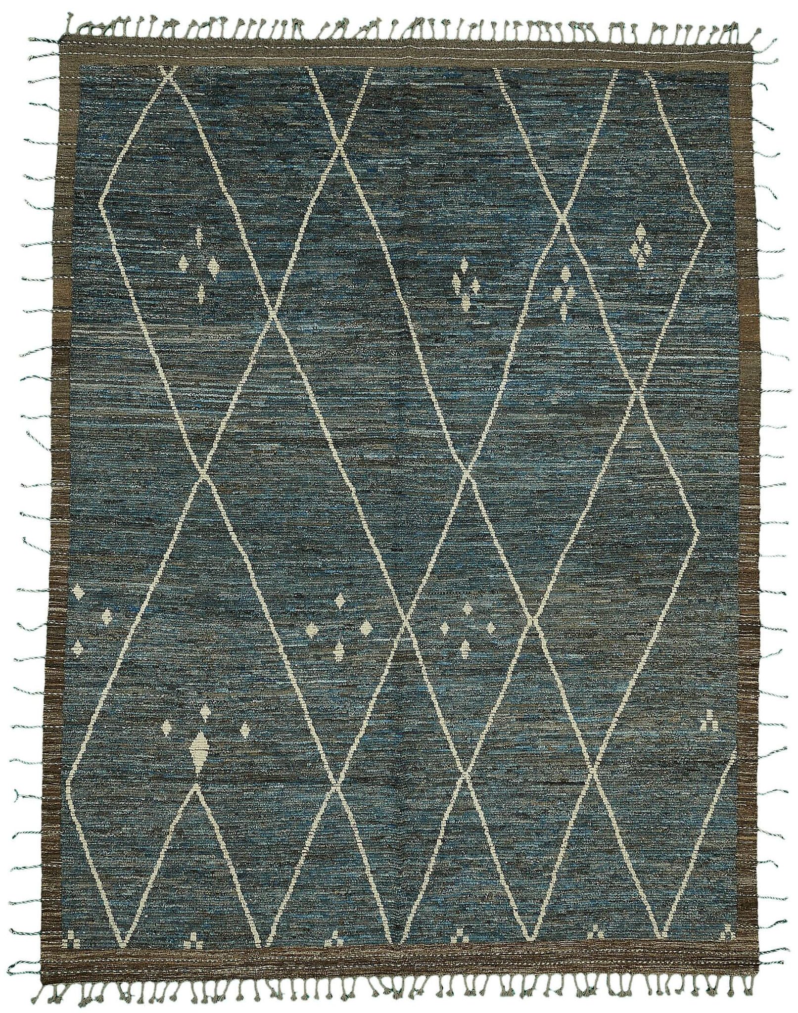 Hand-Knotted Turkish Contemporary 290 cm x 383 cm Blue Wool Carpet