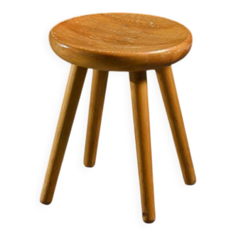Pine stool by René Martin, France, circa 1965
