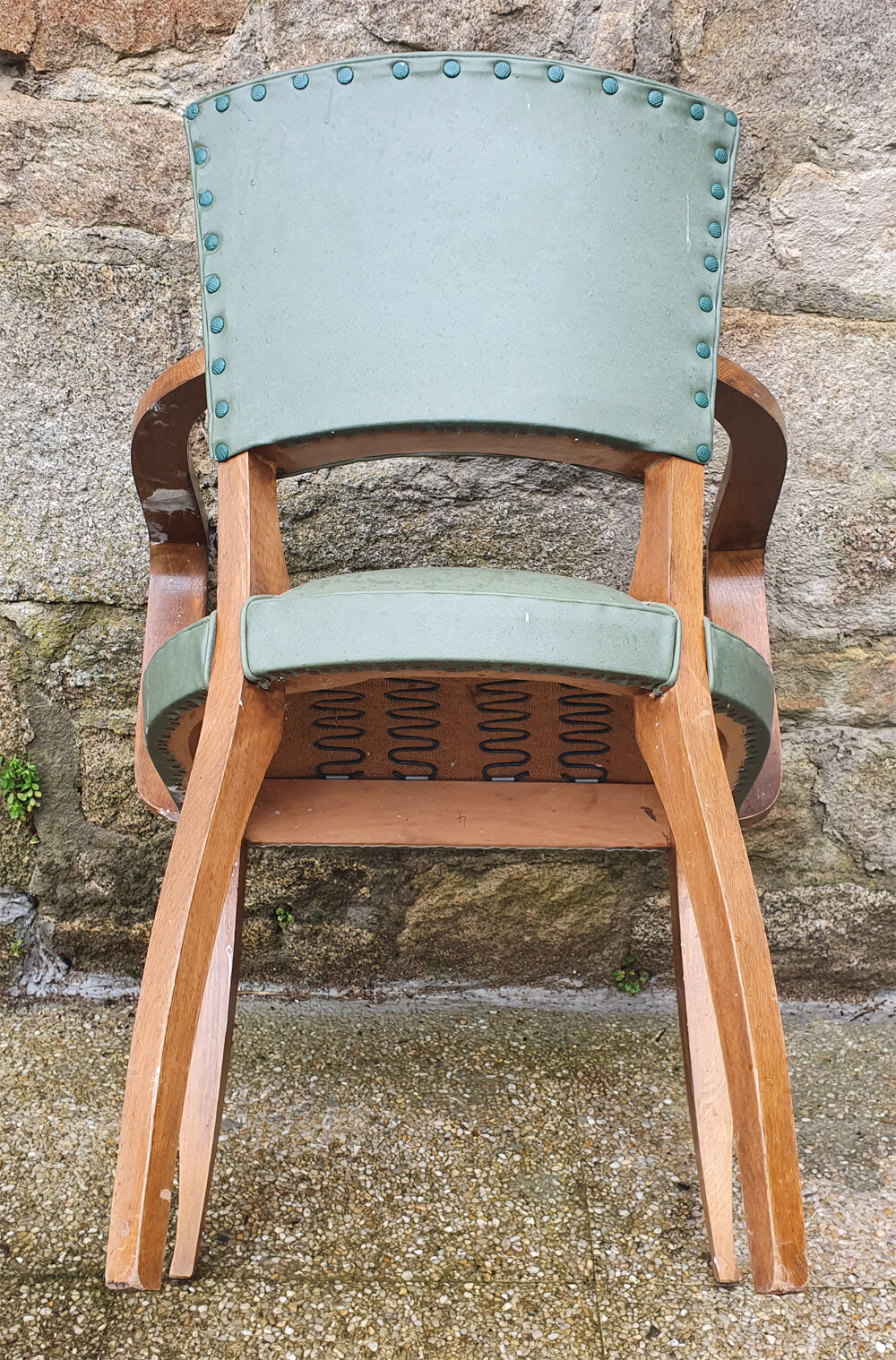 Green vintage bridge chair, 30s - 40s
