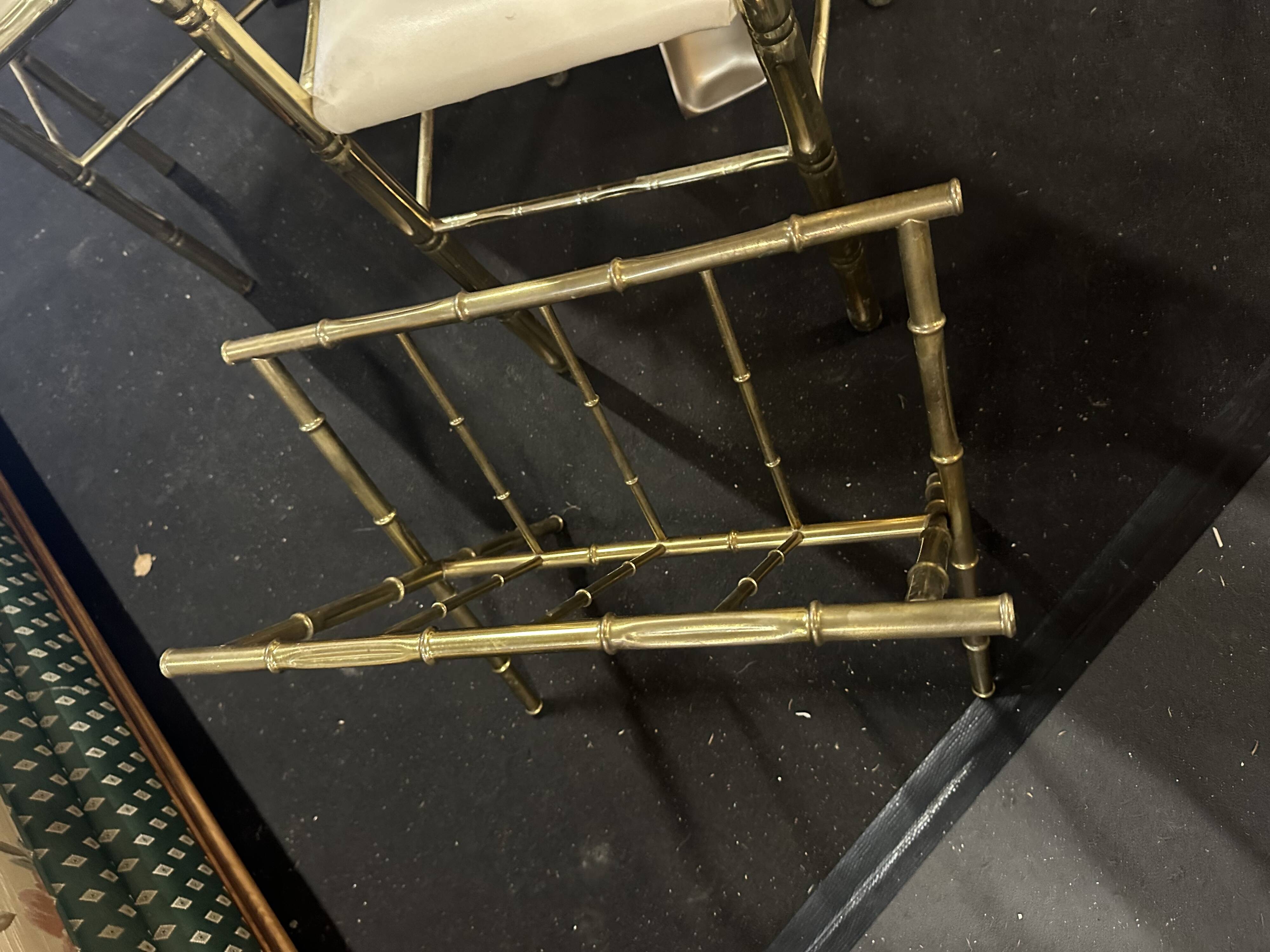Hollywood Regency Brass and Bamboo Magazine Rack by Maison Baguès, 1970s