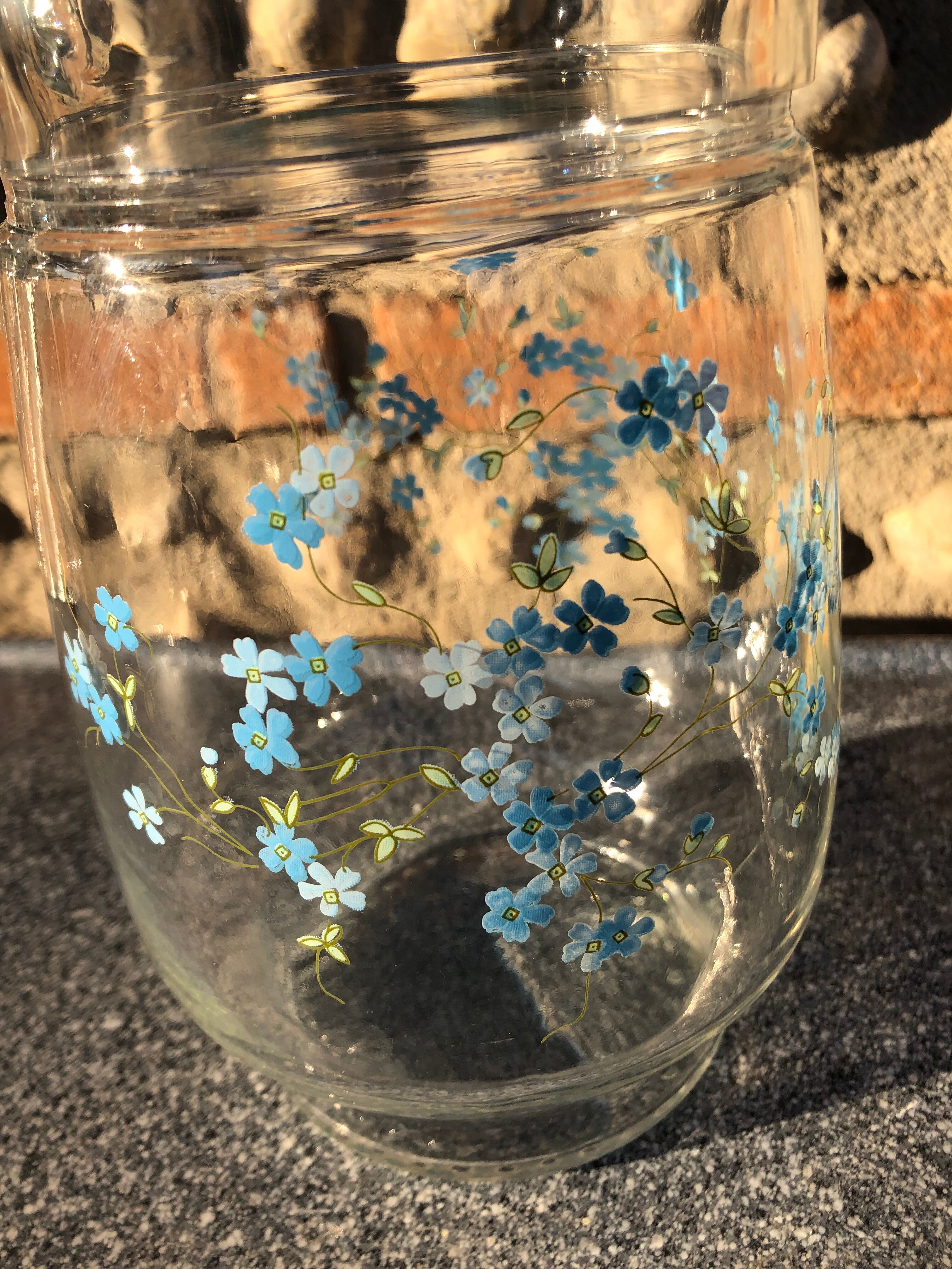 Pitcher small blue flowers Veronica Luminarc Arcoroc