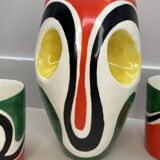 Service (vase et verres en céramique émaillée) signé Roland Brice