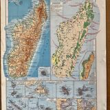 Old map of Madagascar from 1945