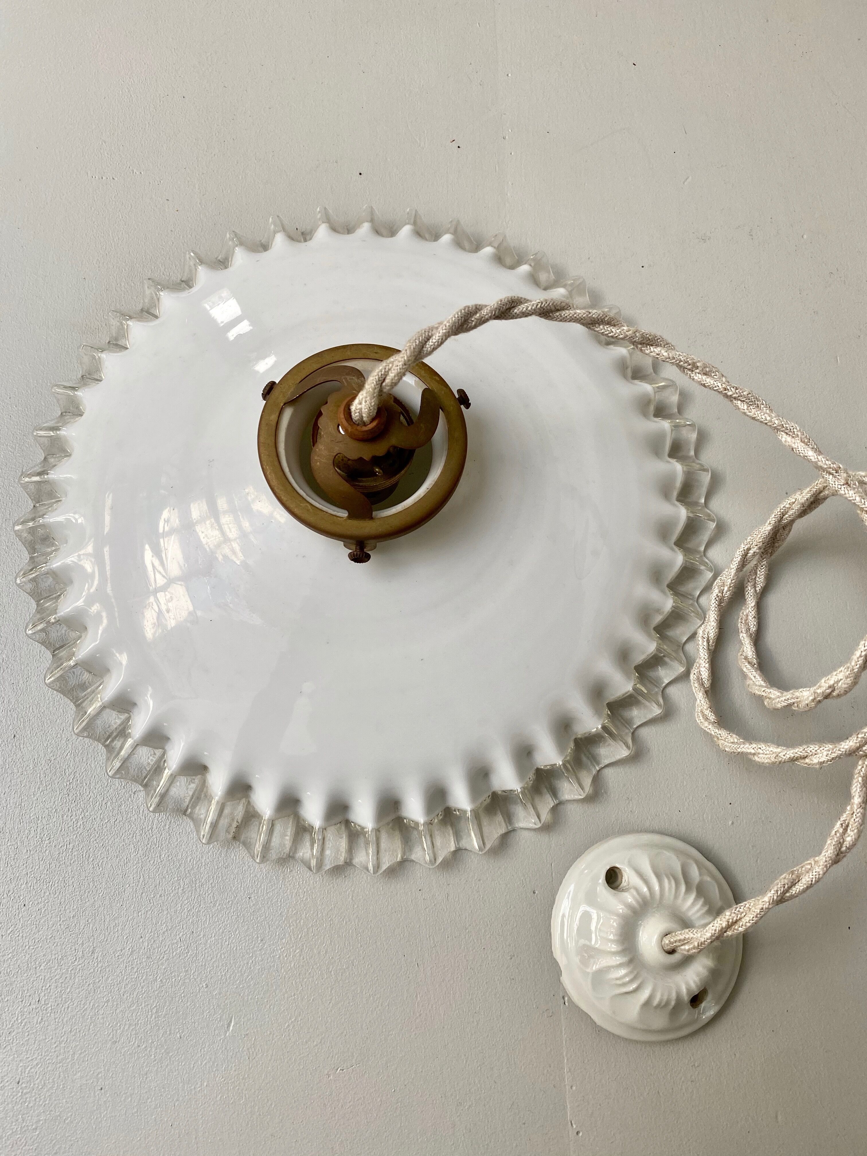 Opaline pendant lamp