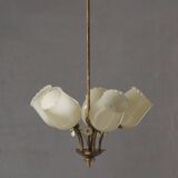 Brass and Glass Mid-Century Chandelier by Itsu, Finland, 1950s