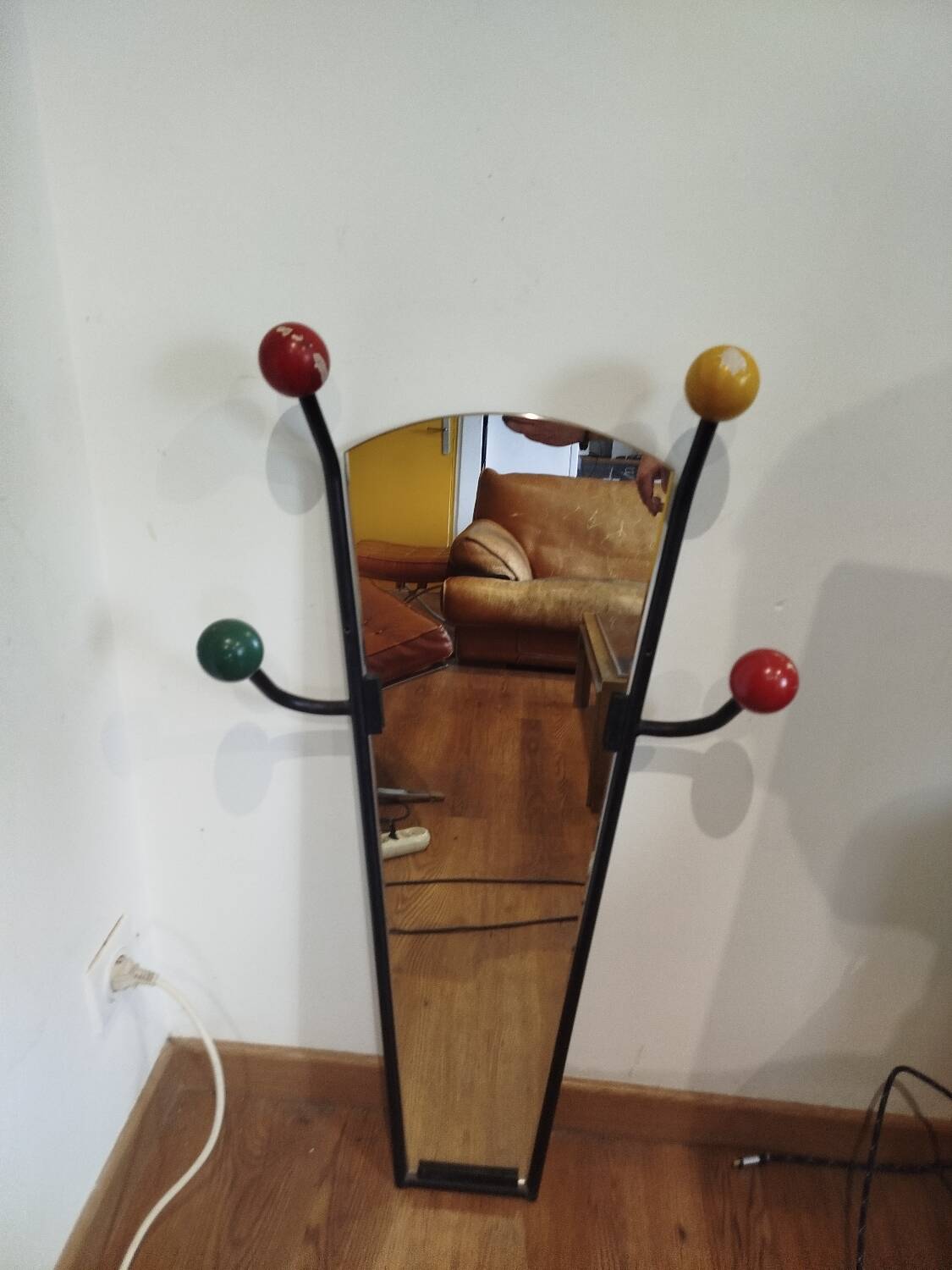 Miroir porte-manteau vintage années 1957