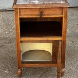 Art Deco period bedside table in carved wood and marble