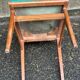 Scandinavian chair in solid oak and blue leather from the 1950s.
