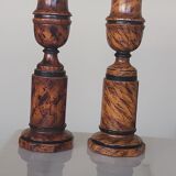 Paire de vasques en bois peintes façon loupe d'orme XXe