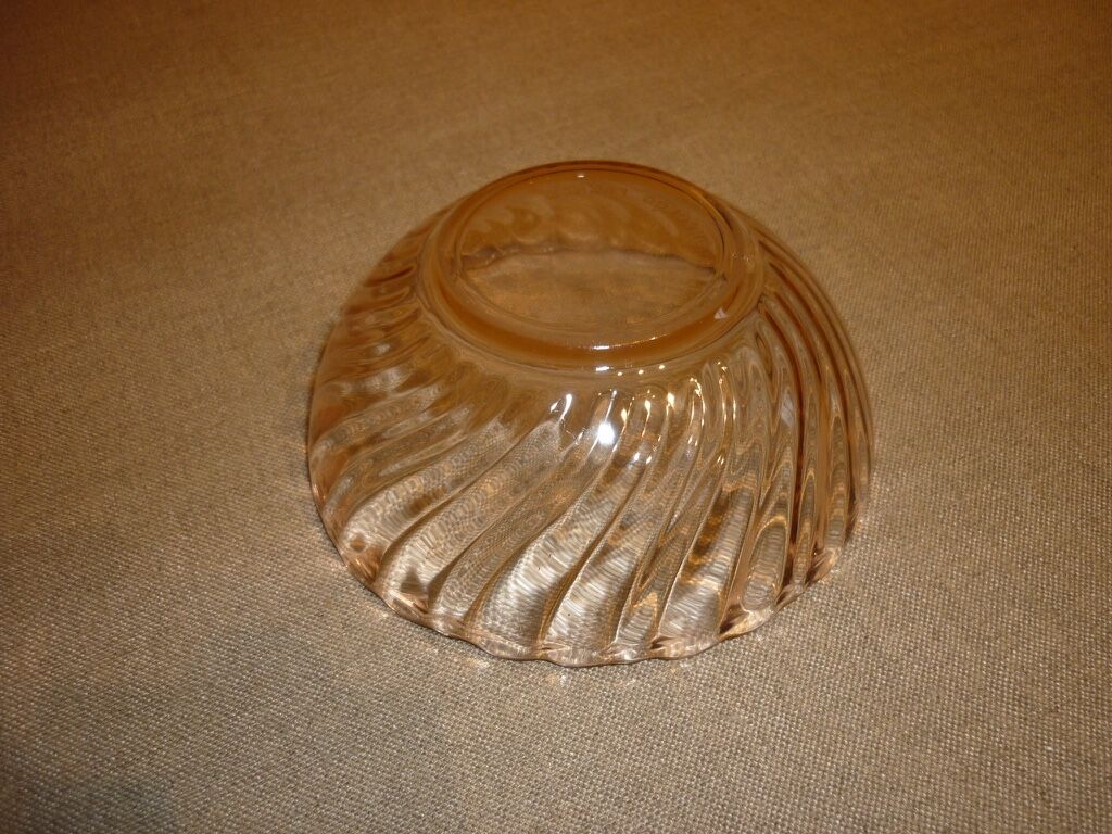 Ridged pink glass cup