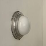 Vintage Art Deco wall lamp, chrome and opaline, France 1930