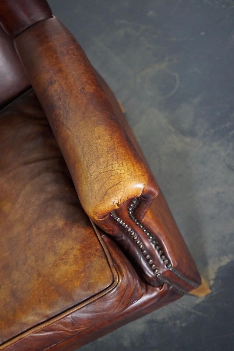 Vintage Dutch leather club armchair