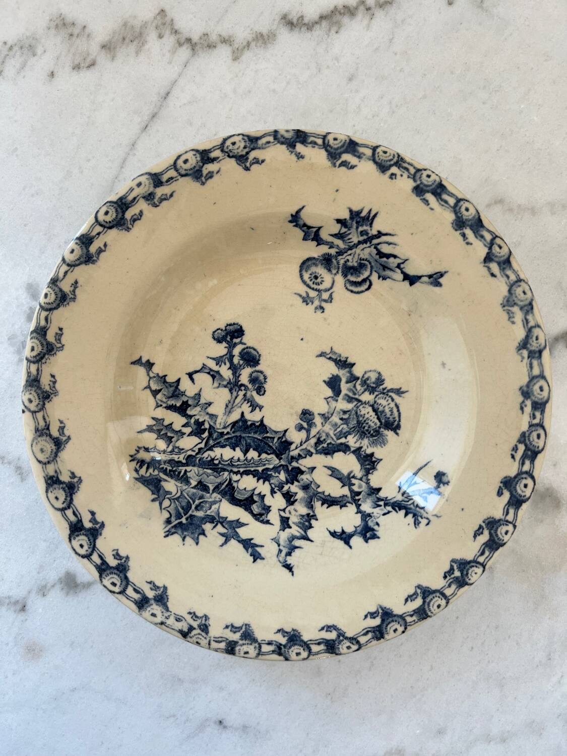 Deep plates Terre de Fer thistles Gien