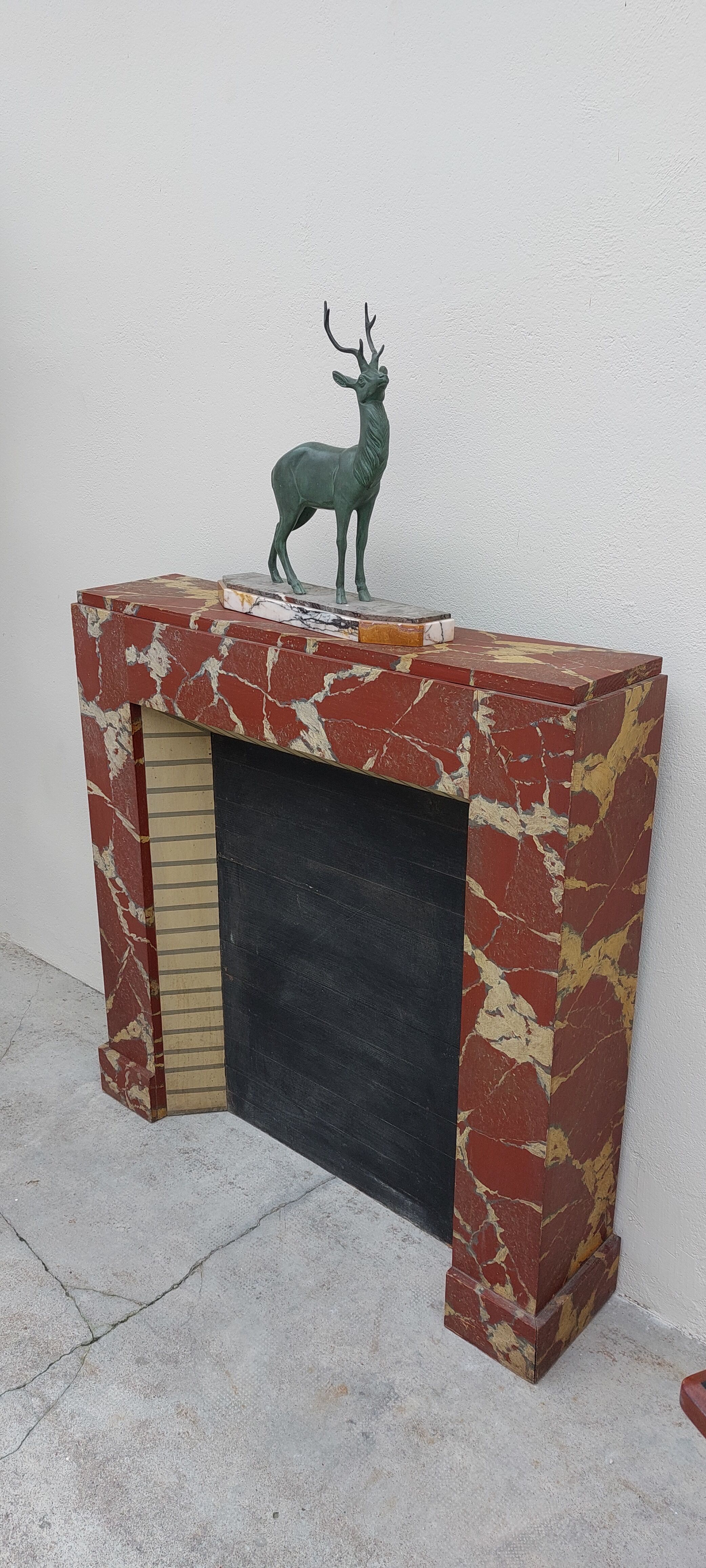 Wooden fireplace imitation marble 1900