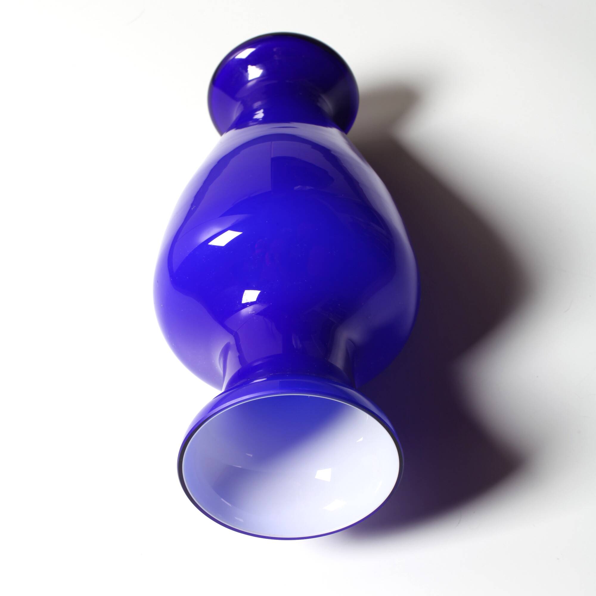 Mid-century Rare Blue and White Vintage Murano Glass Vase / Italy / 1970s