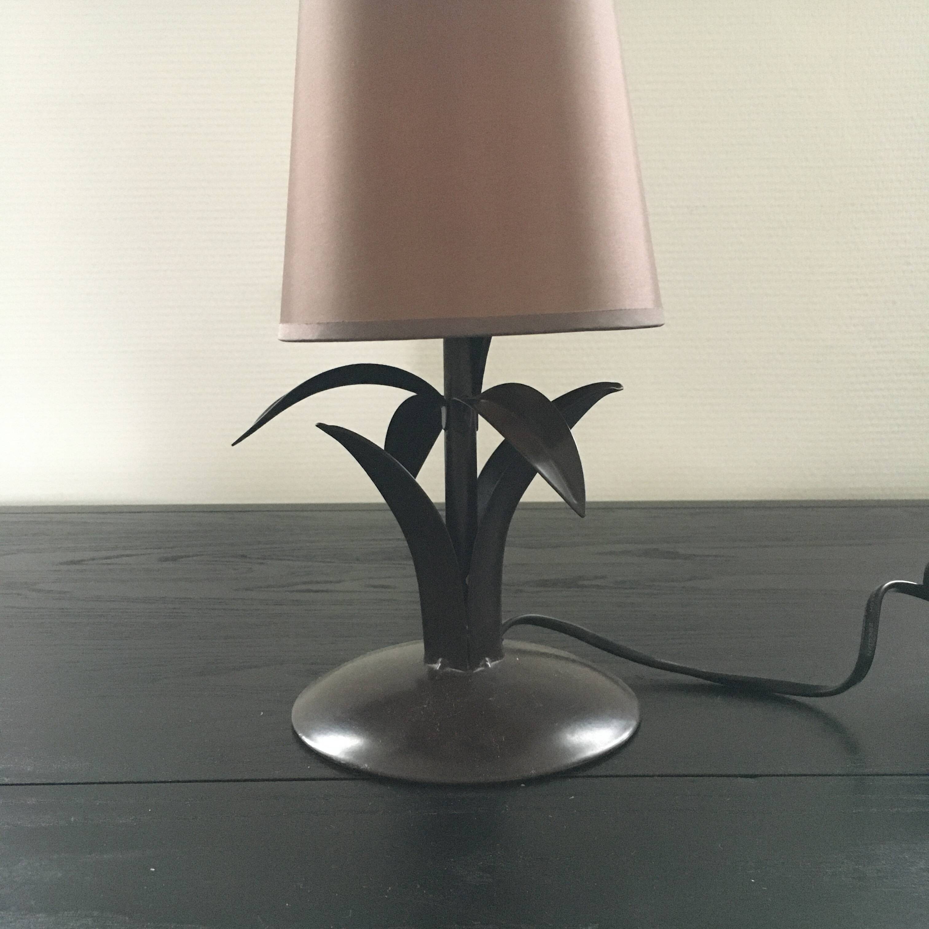 Palm tree lamp in metal and silk