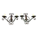 Art Deco Wrought Iron Wall Sconces: French Tole Twin Arm Lights