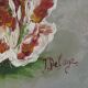 Oil painting on panel bouquet signed J.Delage