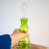 Vintage Green Decanter, Sculpted Glass Carafe, Rare Item, Wet Bar Decor